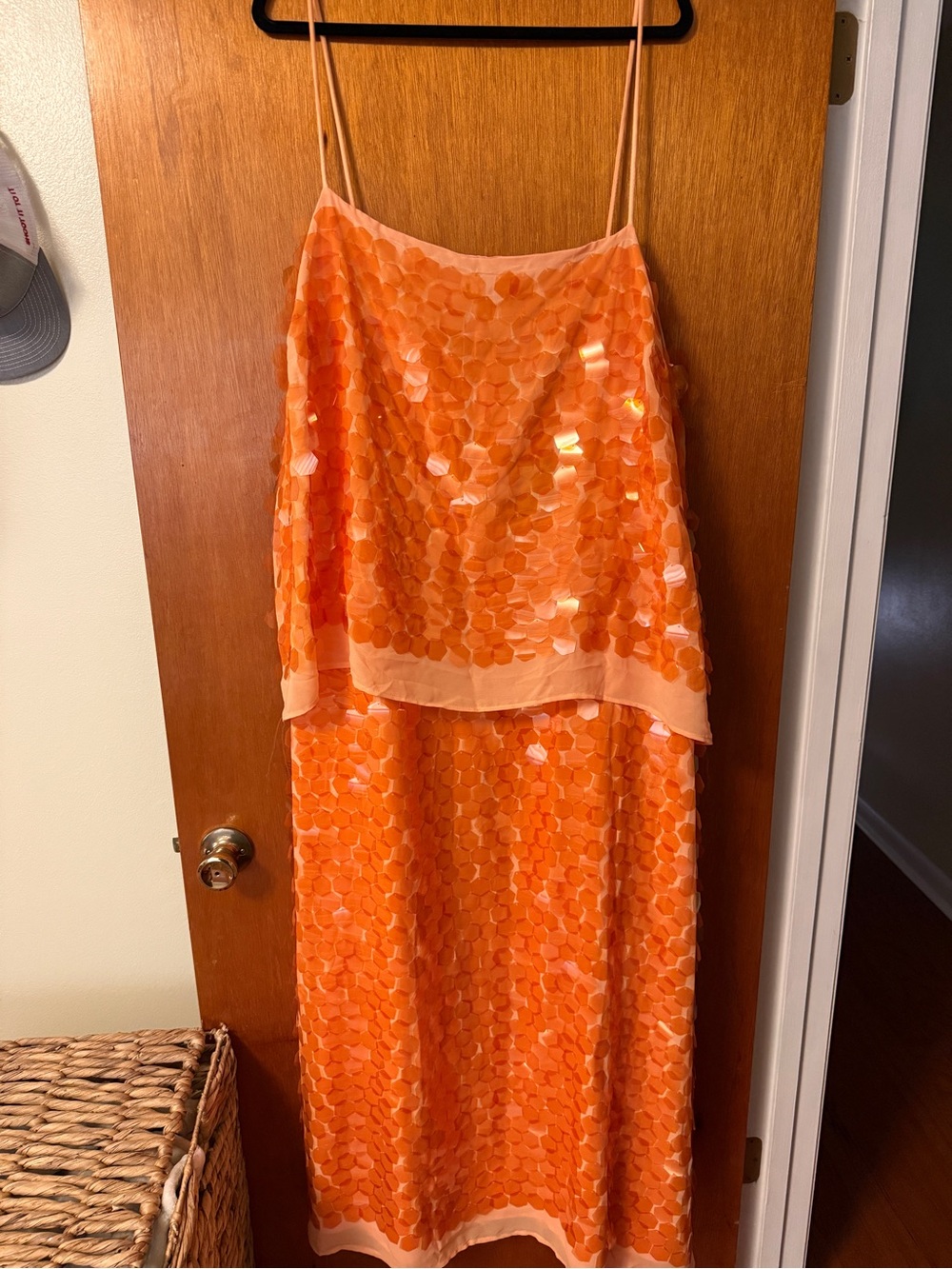 Eloquii Orange Petal Sequin Maxi Dress